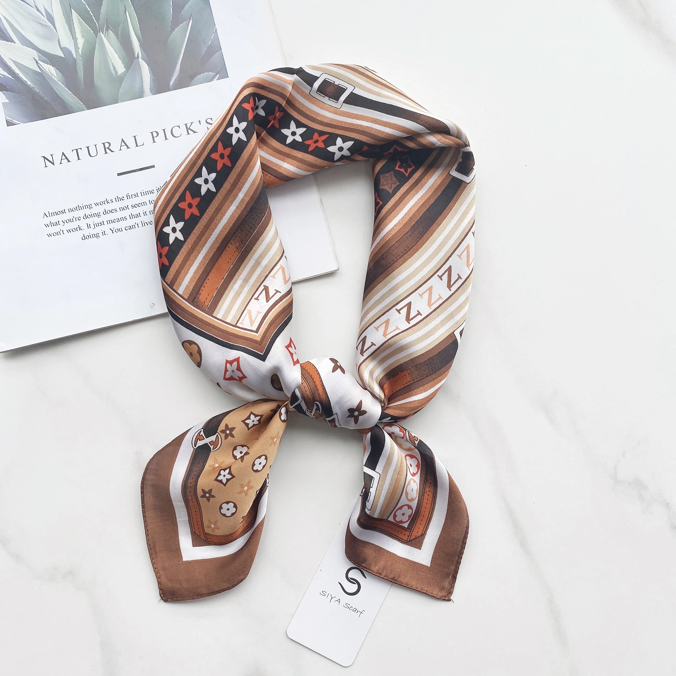 2023 Wholesale Women Scarf Wrap Handkerchief Bandanas Soft foulard hijab Satin 70*70cm Silk Square Scarf For Women