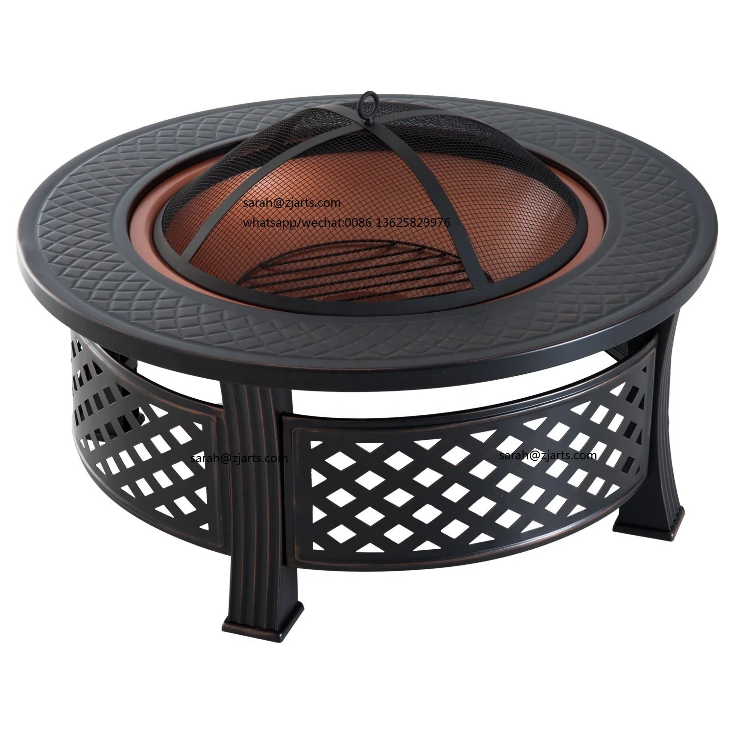 Outdoor Garden Steel Round Copper Bowl Fire Pit Patio BBQ Fire Pit