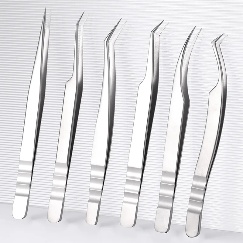 Best selling all degrees eyelash tweezers set Professional Eyelash Extension UkrainianTweezers For Curved Tip Tweezers
