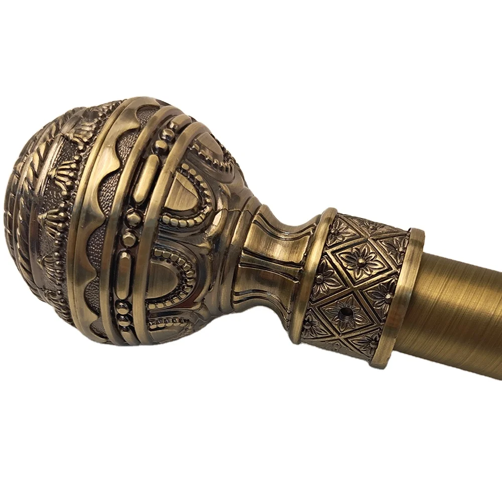 Bronze Metal Curtain Rods with Intricate Spiral Design Finials for Unique Home Decor