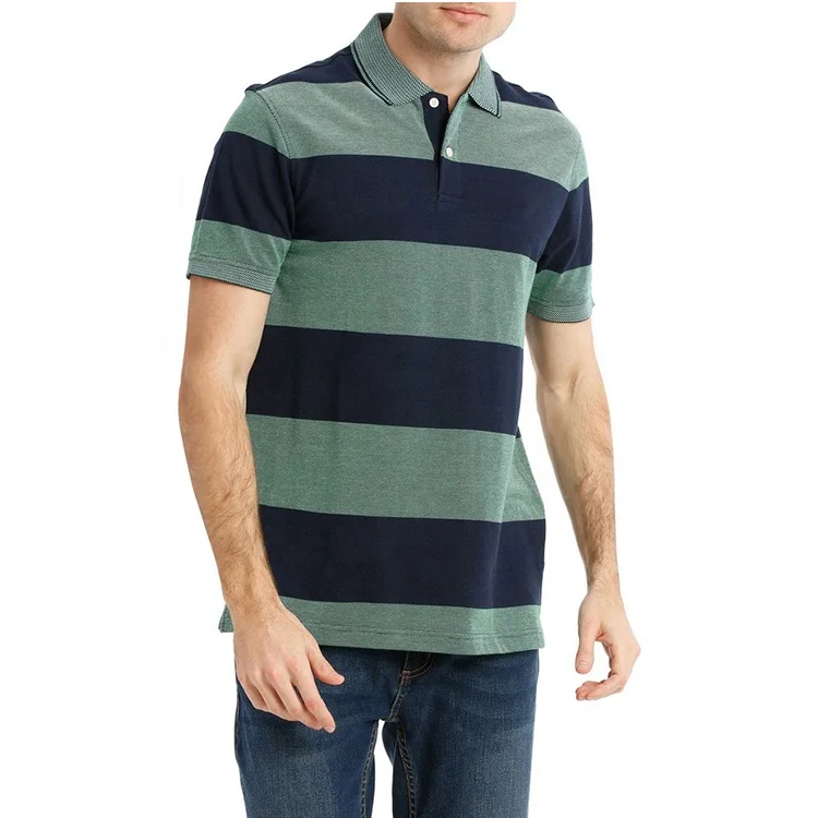 Wholesale Popular Strip High Quality T Shirt New Design Dark Navy Short Sleeve T Shirt With Embroidery Logo