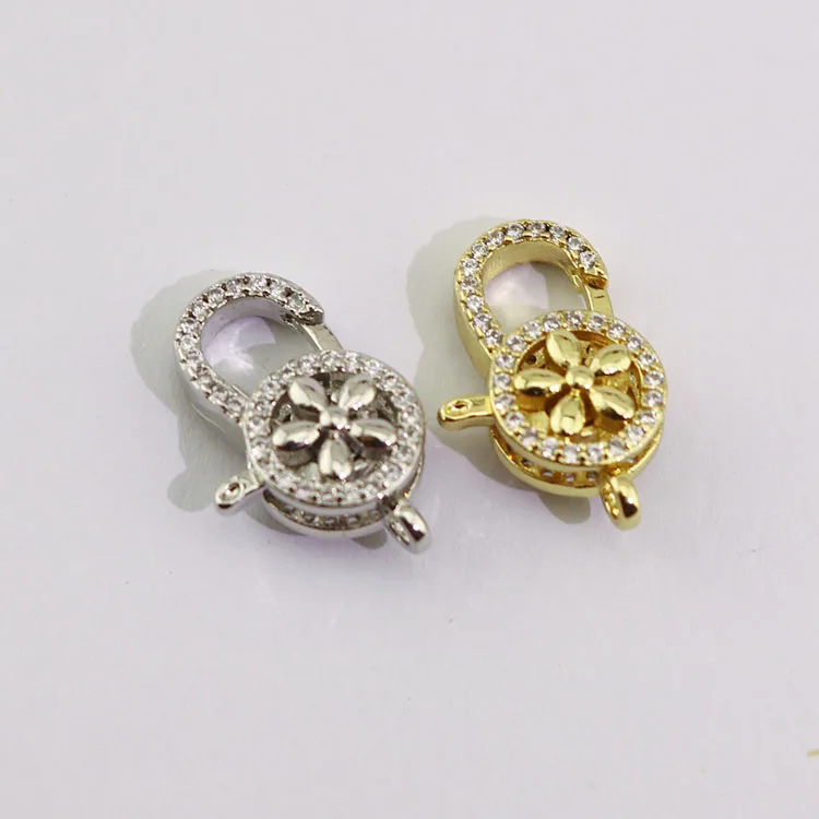 CZ8188 18k Gold Plated Diamond CZ Micro Pave Teardrop Lobster Claw Clasp, Cubic Zirconia Pave Lobster Clasps,CZ Jewelry Clasp