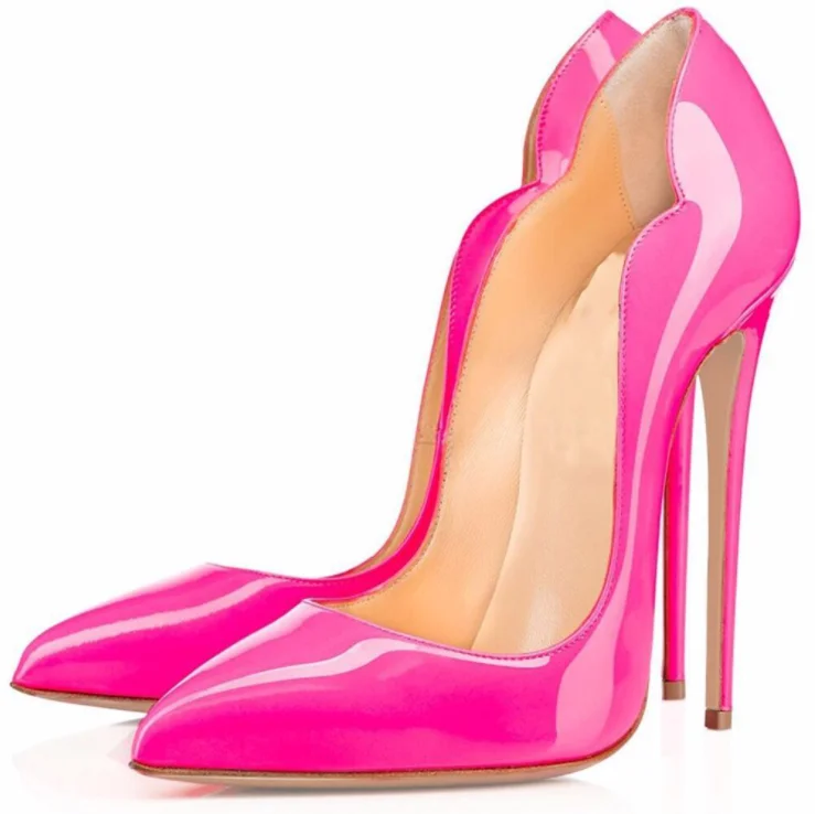 Plus Size Solid Color Patent Leather Point Toe Shallow Mouth Stiletto Heel Pumps Shoes For Women