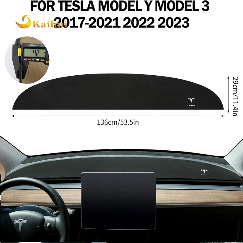 Tesla Model 3 Model Y Dashboard Cover, Suede Dashboard Pad Dash Mat Compatible with Tesla Model Y/3