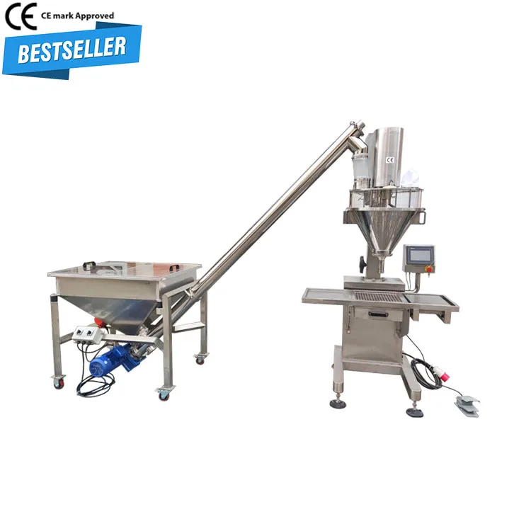 Semi Automatic Single Head 1-100g Dry Corn Wheat Spice Flour Powder Filling Machine / Small Table Auger Filler