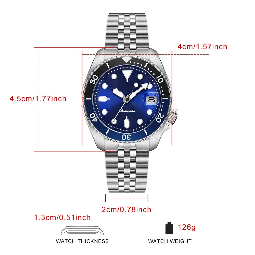 Custom Automatic Japan NH35 Luminous 20 ATM Diving Diver Watch Montre Plongee Reloj De Buceo