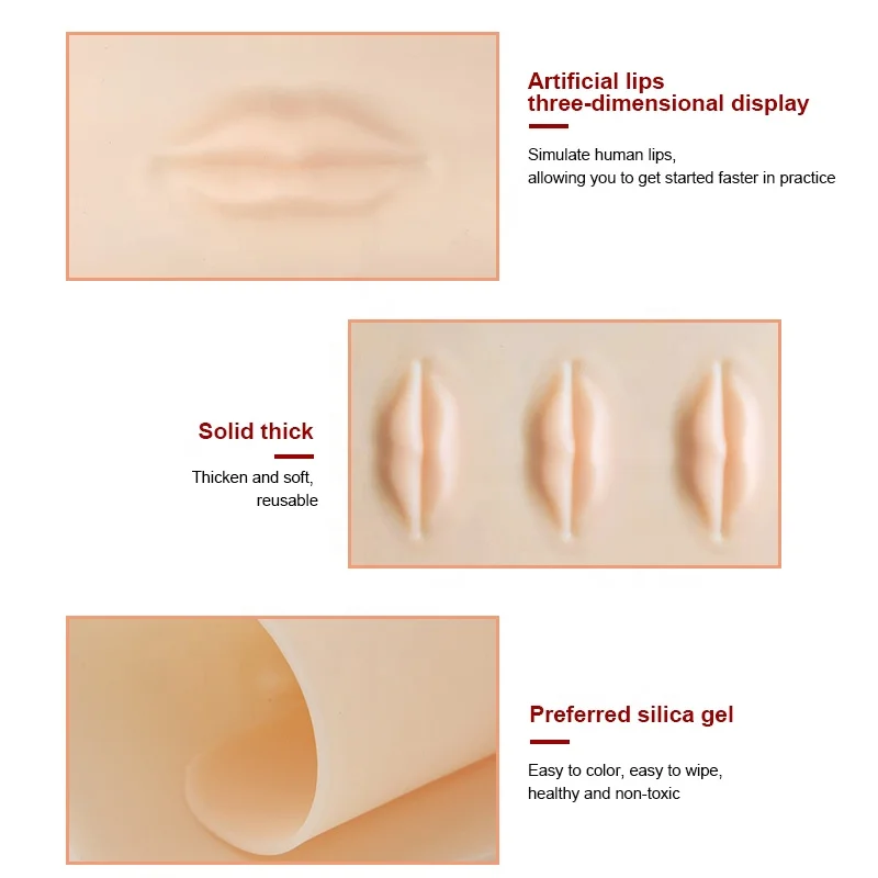 Beauty Module Piercing Stereoscopic Tattoo 3D Double Side Permanent Silicone Thick Lip Microblading Practice Skin