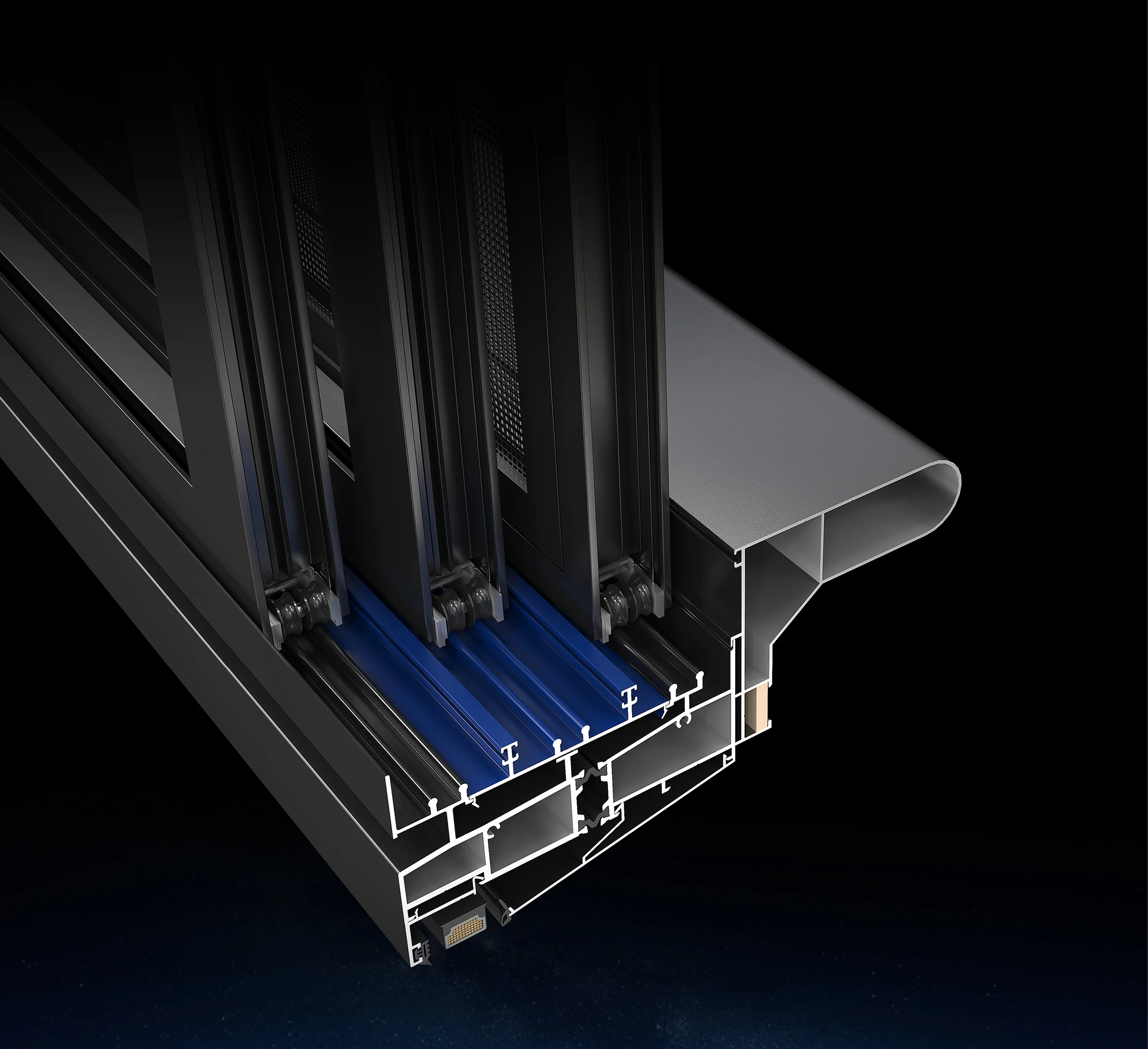 High Quality 130 Six-Track Sliding Windows Extremely Narrow Hidden Design Frame Sliding Window