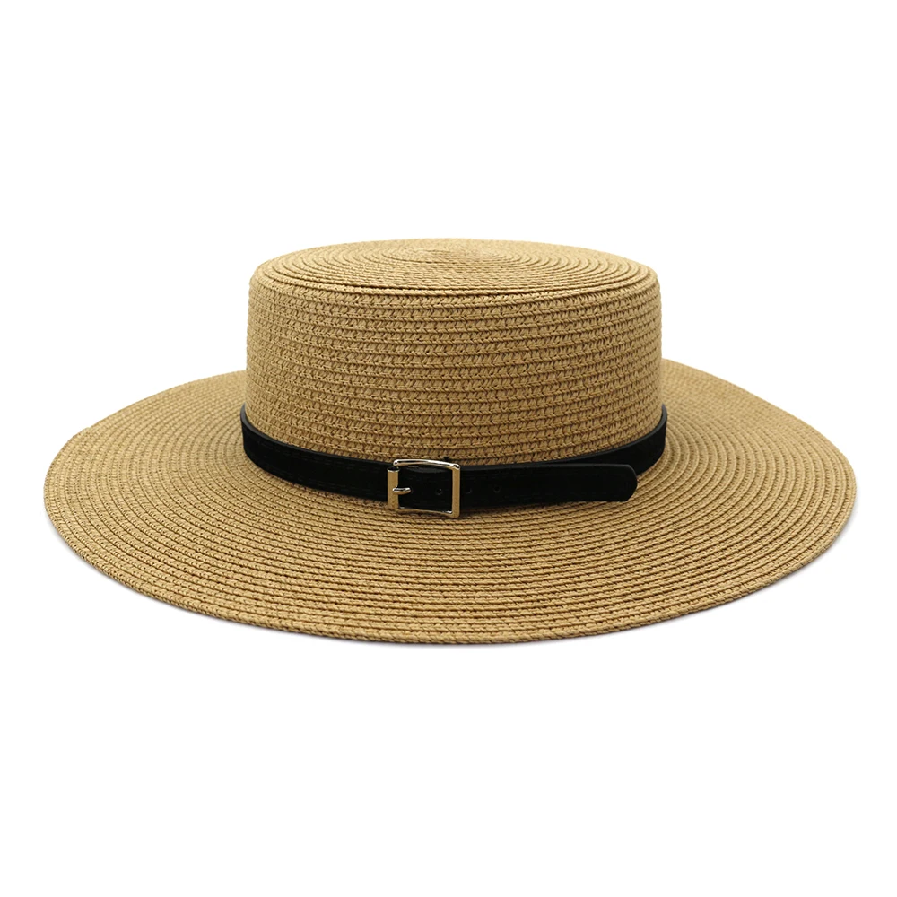 2022 New Fashion Fedora Beach Sun Hat uv Protection Custom Boater Flat Top Straw Hat