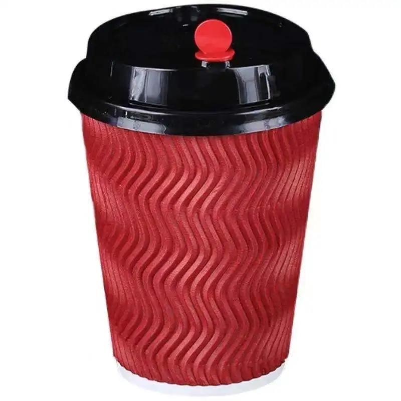 Wholesale Clean Leak-poof High-end Insulated Ripple Wall Wrapped 8 oz 10 oz 12 oz 16 oz Paper Cup for Beverage