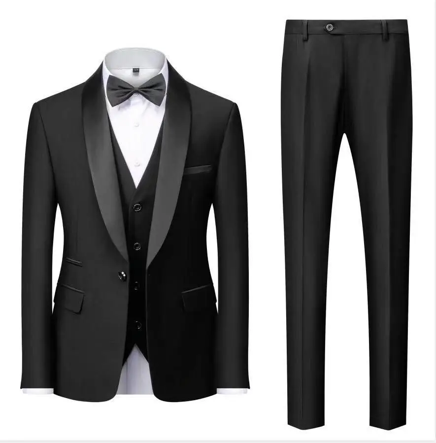 2023 hot sale Green Fruit Collar Slim Business Formal Groom Three piece Set men business suit
