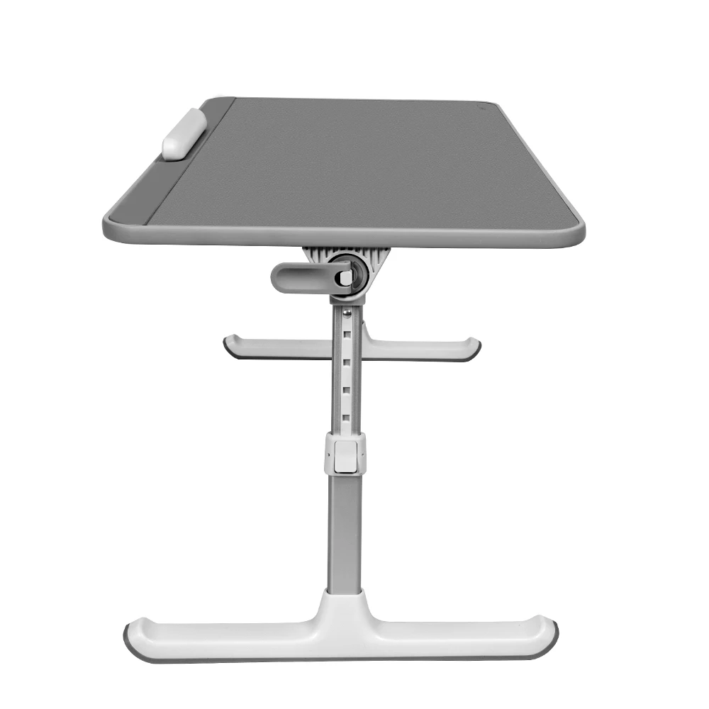 Adjustable Computer Tray Laptop Stand with Anti-slip Leather Removable Stopper Book Stand and Drawer- Grey Laptop Desk for Bed