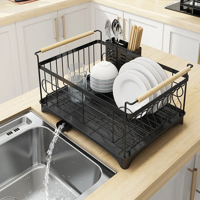 Stainless steel paint sink drain rack kitchen shelf plate bowl chopsticks storage plate rack