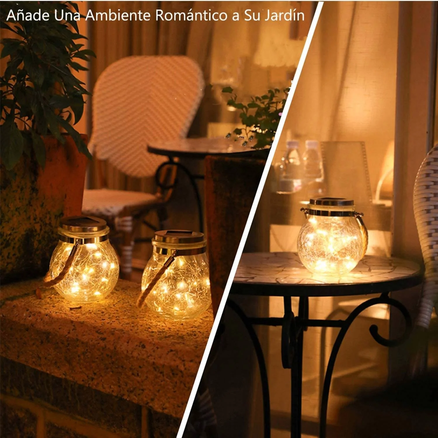 Shingel Solar Lantern Hanging led Mason Jar Light Crack Glass Bottle Mason Jar Solar Garden Light Hemp Rope Hanging Lights
