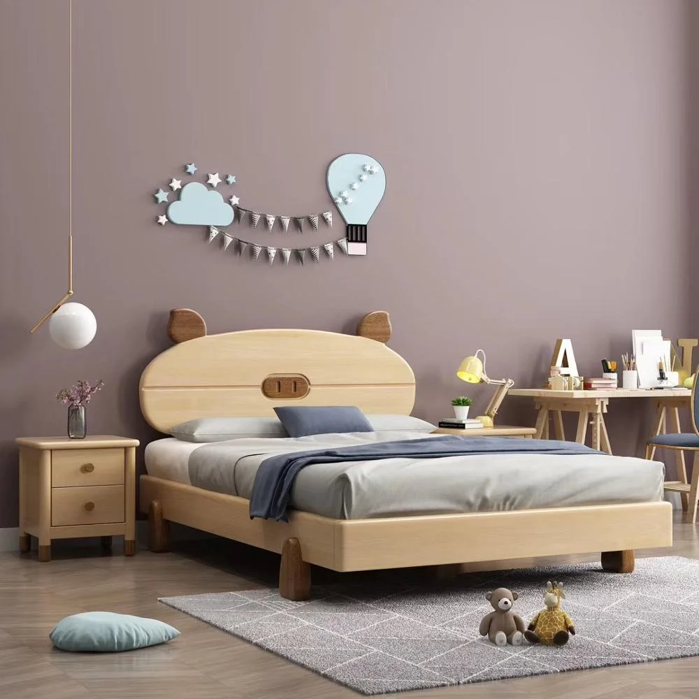 Kids Bedroom Furniture Wooden Children Single Bed Frame with Cartoon Design Best Selling