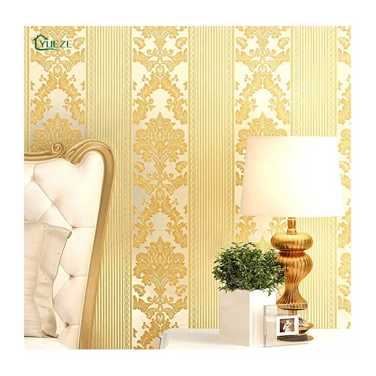 Home Bedroom 3D Wall Household Light Blue Damask Pattern Non Woven Room Wallpaper Suede Living Room Decorative Wall Paper