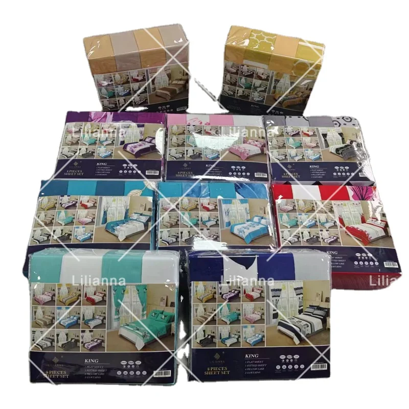 Soft microfiber 100 polyester king size 6 pcs bed sheet set floral printed fitted sheet bedding sheet in stock ready to ship