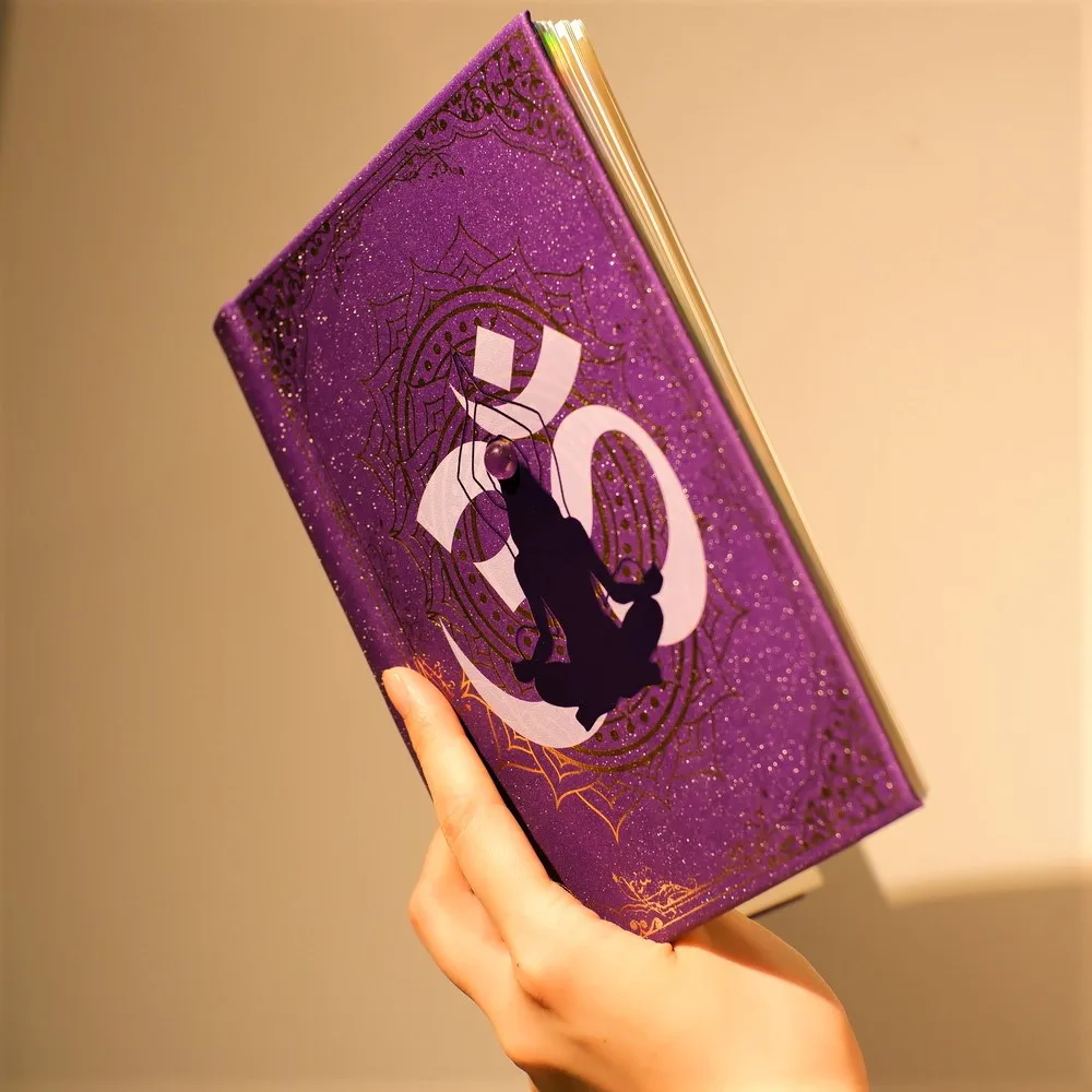 Lurxry Fashion Offoce Gift Purple Shiny Cover New Design Handmade Different Craft Nature Quartz Gemstones Yoga Notebook Journal