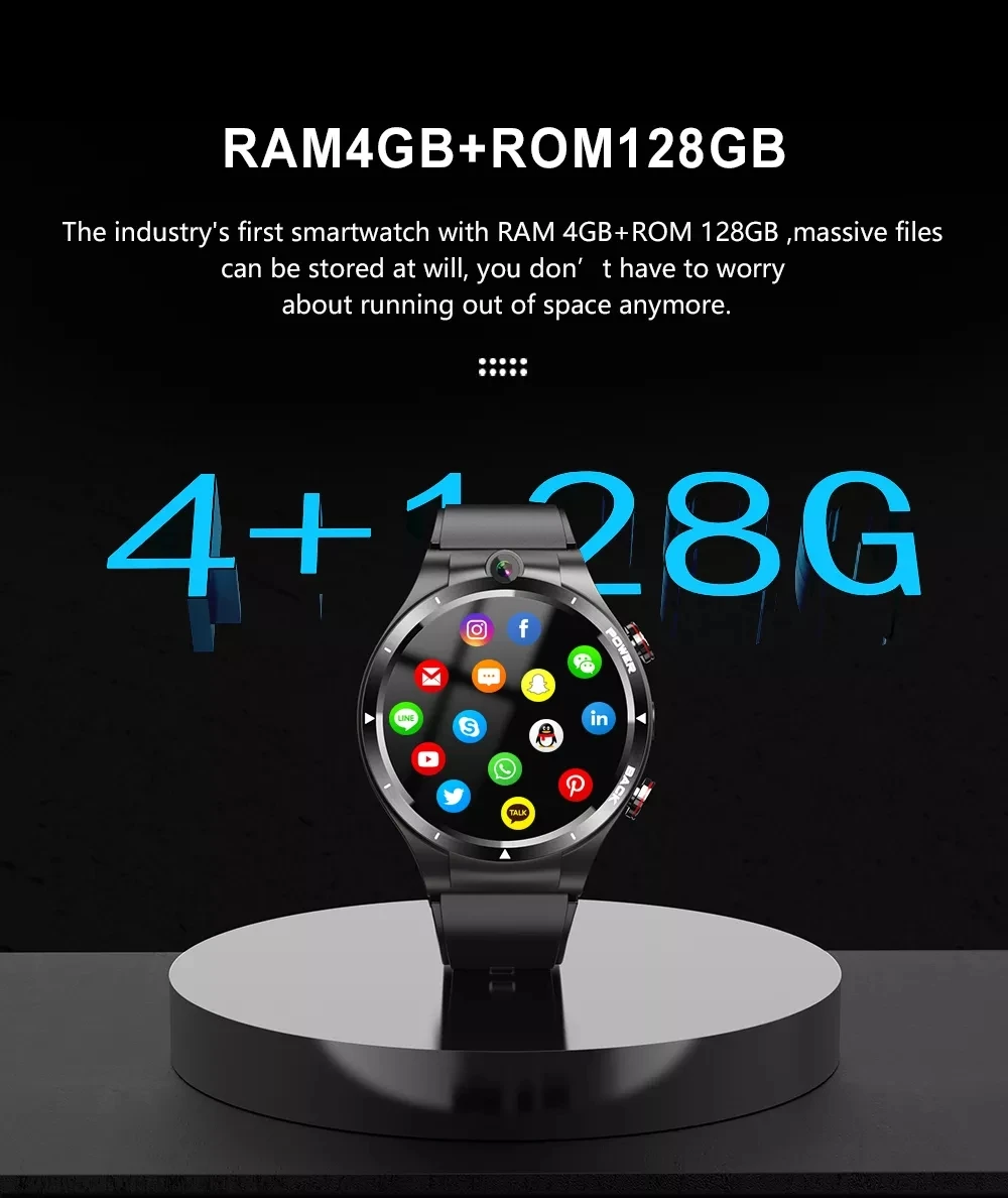 New LEMFO LEM15 4G SmartWatch 4GB RAM 128GB ROM 4G SIM Card WIFI GPS Android 10 Men Big Screen sim Smart watch 4g 2022