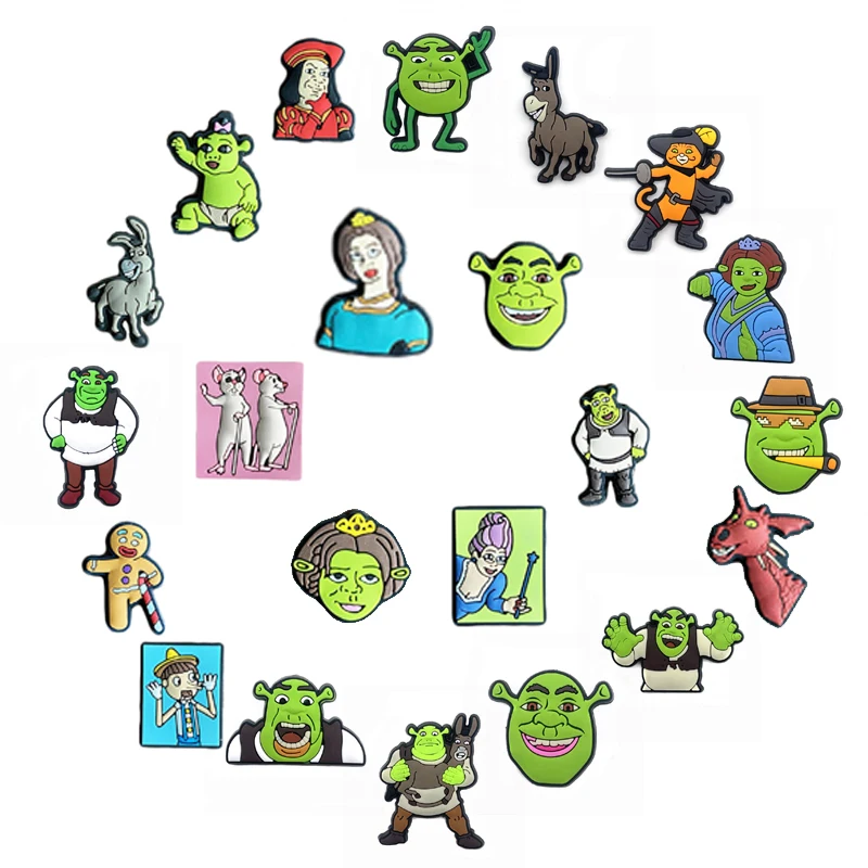 Wholesale new cartoon monster Shrek shoes amulet PVC children custom amulet girl party gift charms shoes accessories designer charms