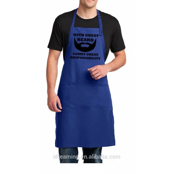 Adjustable Water Resistant 2 Pockets Bid Apton Customize Printed Logo 100% Polyester Fabric Kitchen Apron For Restaurant Waiter