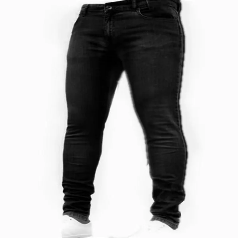 RTS cheap stock tight leg jeans Skinny Biker Jeans Taped Slim Fit Denim Pants motorcycles wrinkles pants Knee Hole Jeans