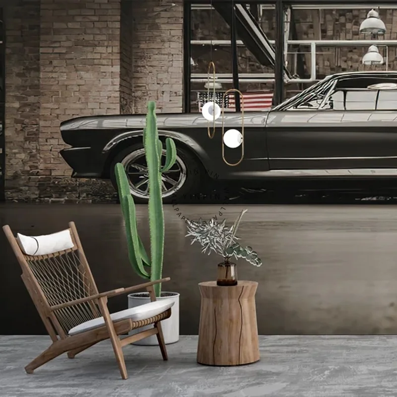 Mustang car custom printed wall paper self adhesive wallpaper decorative art