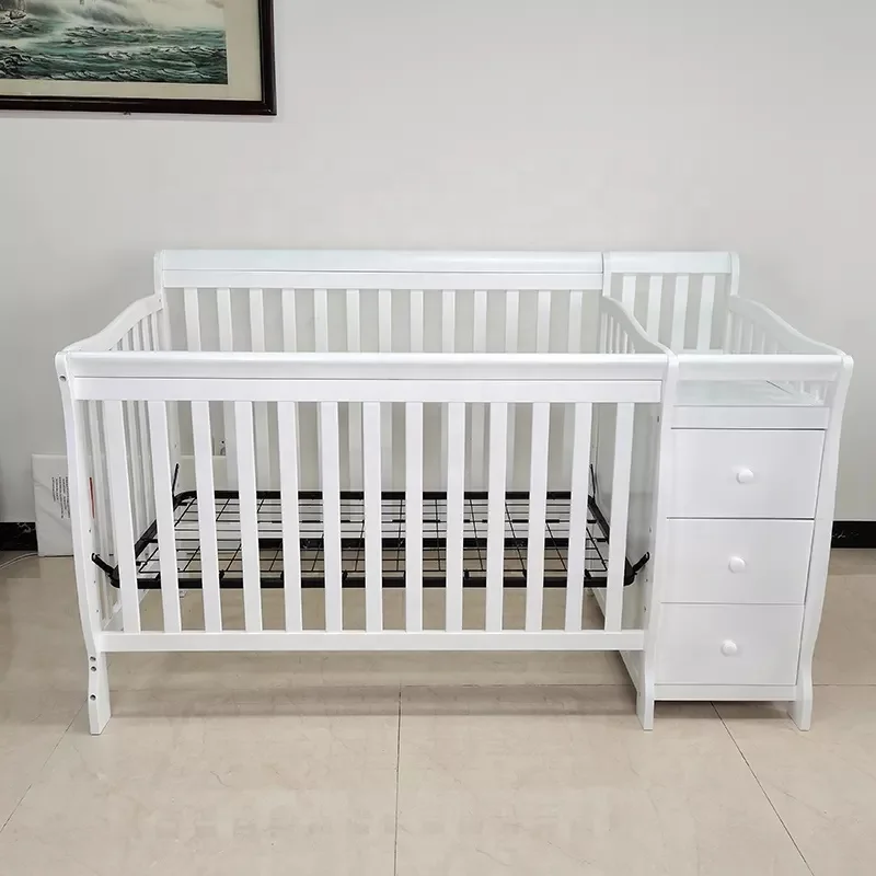 New Born Wooden Baby Bed Crib Babies Sleeping Furniture Cot Set Cunas Para Bebe Cradle bedding set For babies