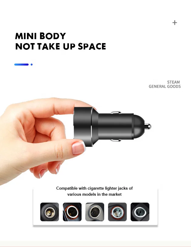 2.4A Multi-function Dual Port USB Quick Car charger with LED Digital Display