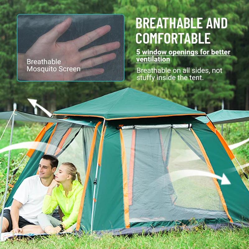 Premium Quality Self-Actuating Waterproof Outdoor Camping Sleeping Tent for 4 to 6 Persons