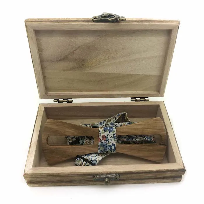 
Stylish Wedding Wooden Bow Tie Cufflinks Set Men Suit Tie High Quality Walnut Wood Bowties Gift Box 