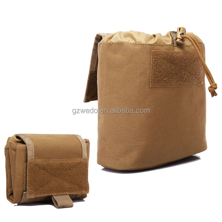Folding Mini Molle Drawstring Magazine Tactical Dump Pouch for Outdoor Hunting Shooting, Recovery Tactical Drop Pouch
