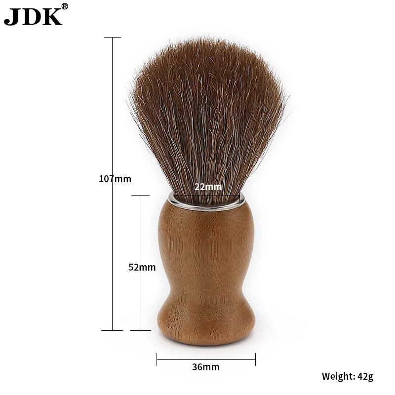 Hand Crafted Shaving Brush for Vegans, Horse Hair Bristle for Wet Shave, Comfortable Bamboo Handle