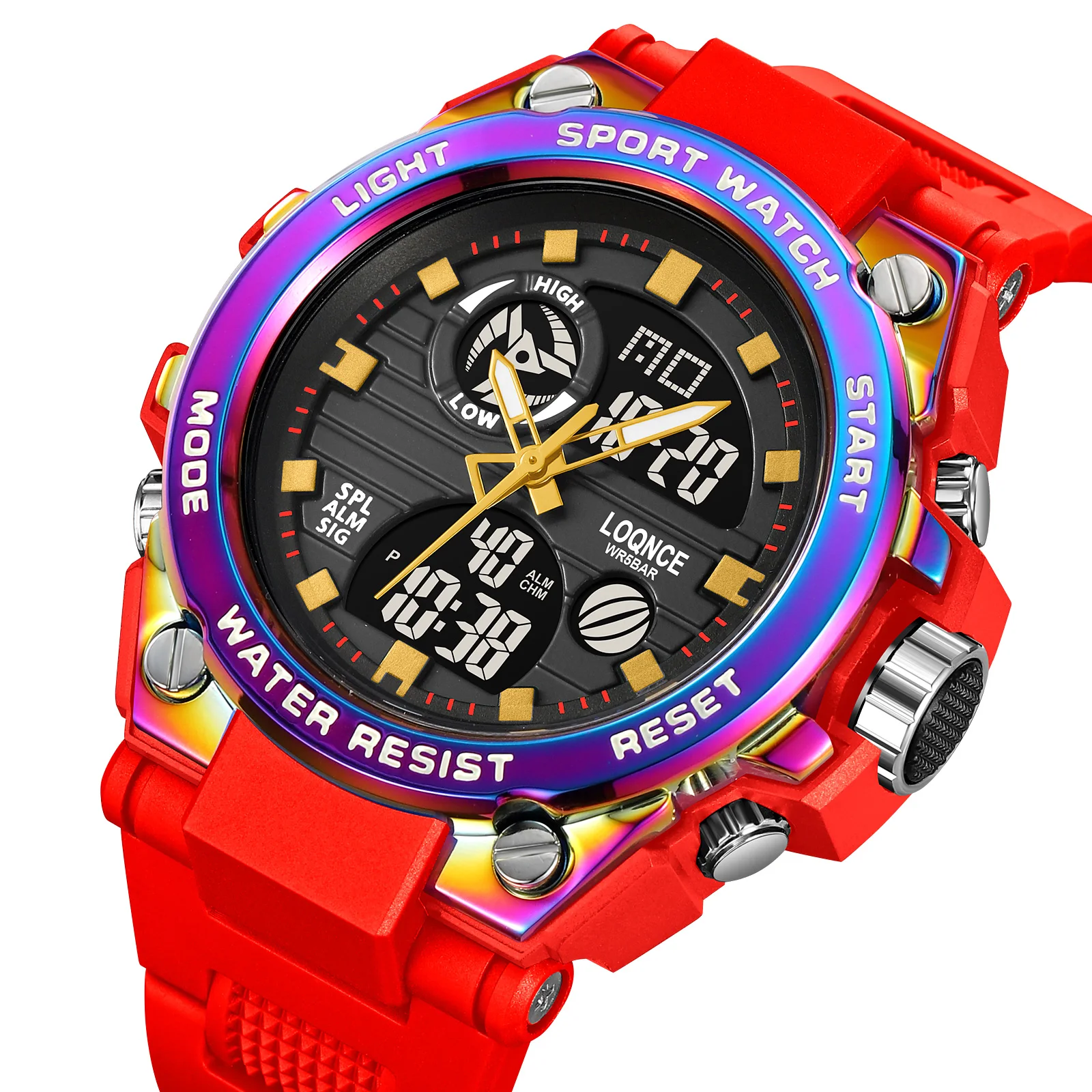 OEM LOQNCE Men Digital Watch S-style Sports Watches Dual Display Waterproof Electronic Wristwatch Relogio Masculino