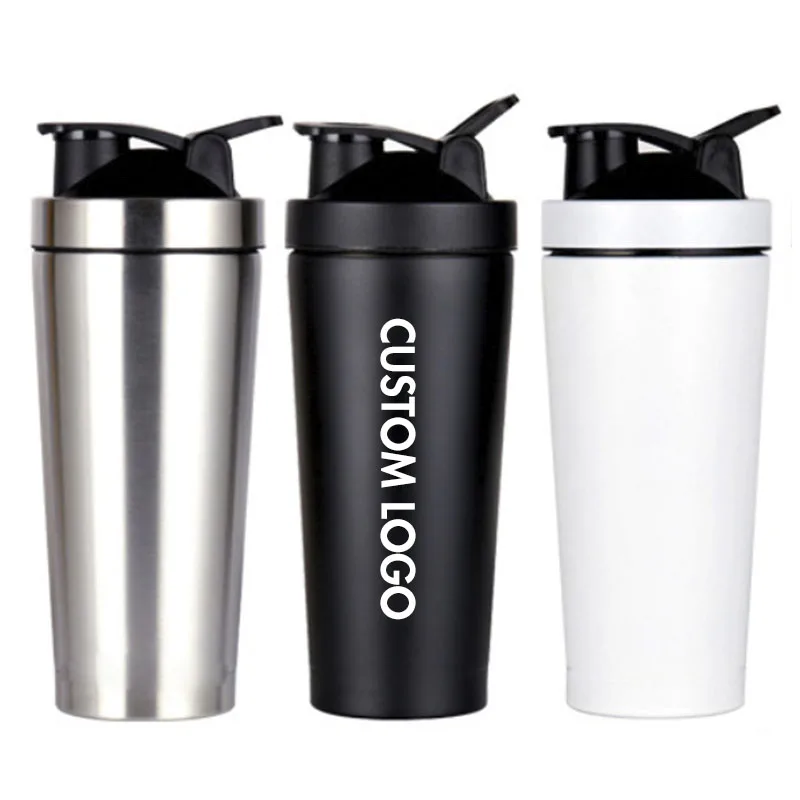 750ml Single Wall 304 Stainless Steel Shaker Bottle, Gym Shaker Water Bottle
