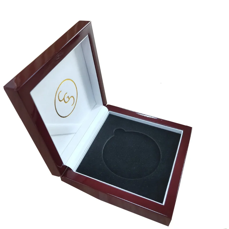 Оптовая продажа, роскошные высококачественные деревянные памятные витринные коробки для монет, роскошные бамбуковые коробки