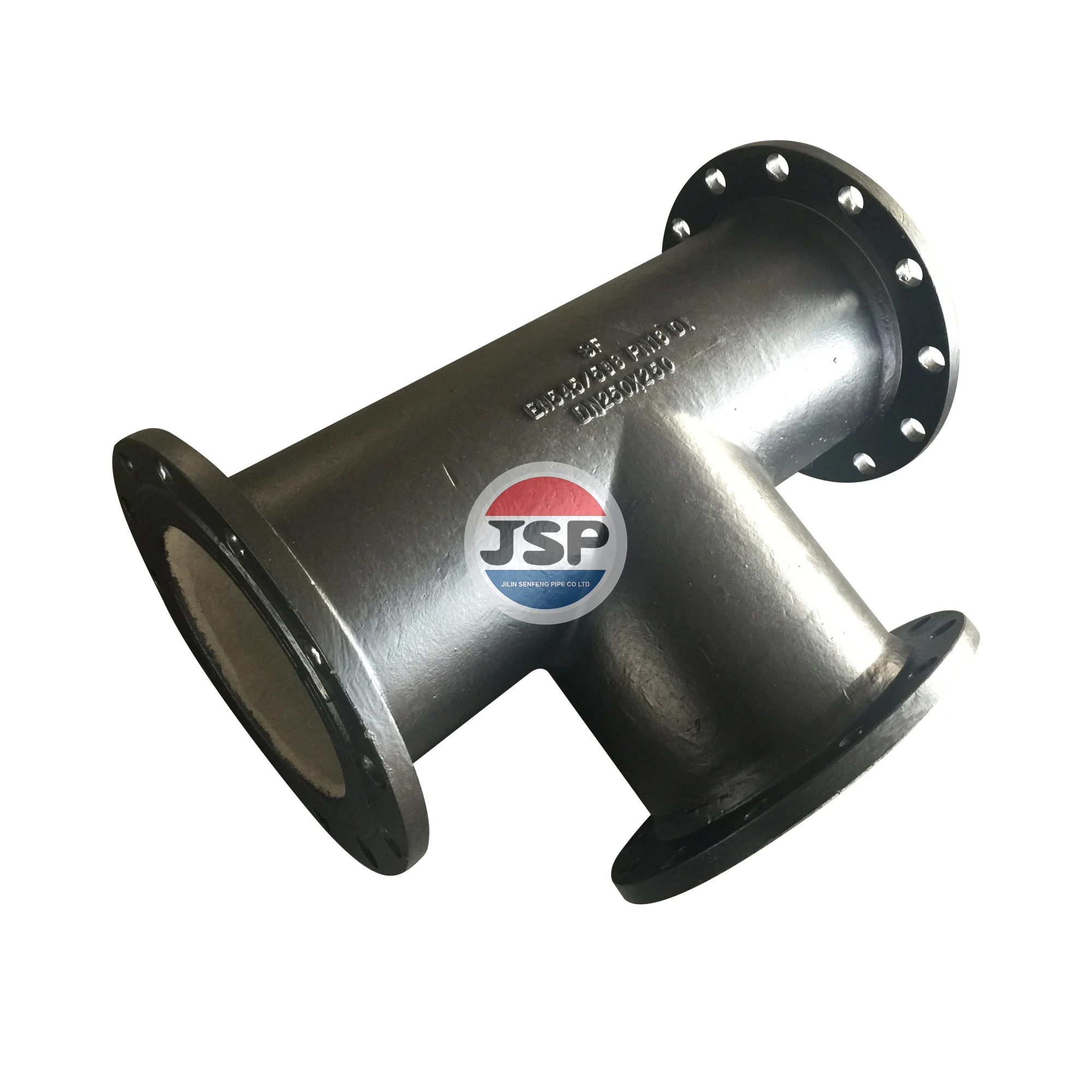 JSP K12/K9 Black Ductile Iron Pipe Fittings ISO2531 EN545 EN598 DCI Equal Tee Pipe Fittings Flange All Flange Equal Tee