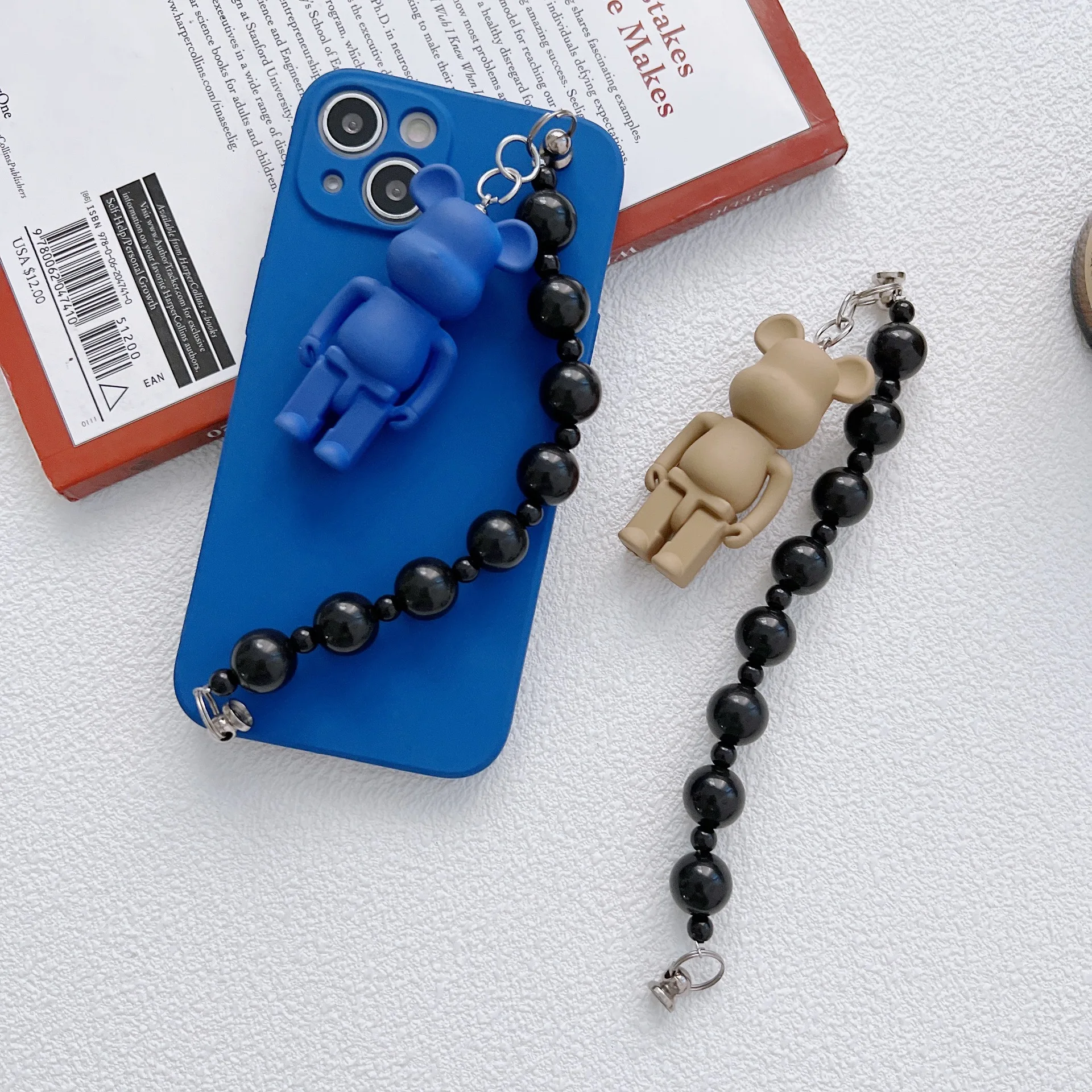 Acrylic Violent Bear with Black Bead Chain Suitable for Drip Glue Phone Case and Notebook Accessories