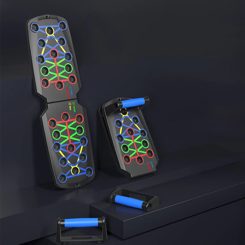 Adjustable Portable Foldable Push Up Frame Stand Bar Power Press Push Up Board With Resistance Bands