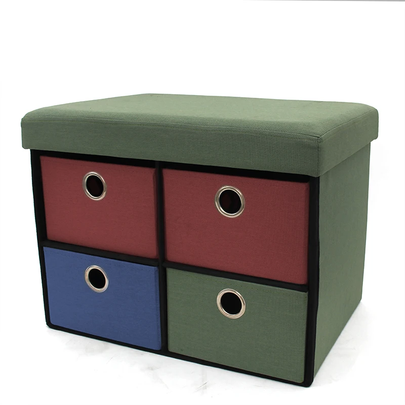 RTS furniture home foldable bedroom fabric storage kids toy box stool ottoman with drawers