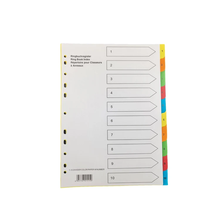 
Widely used custom office stationery 10 pieces paper file divider index cards a4 file folder numerica 