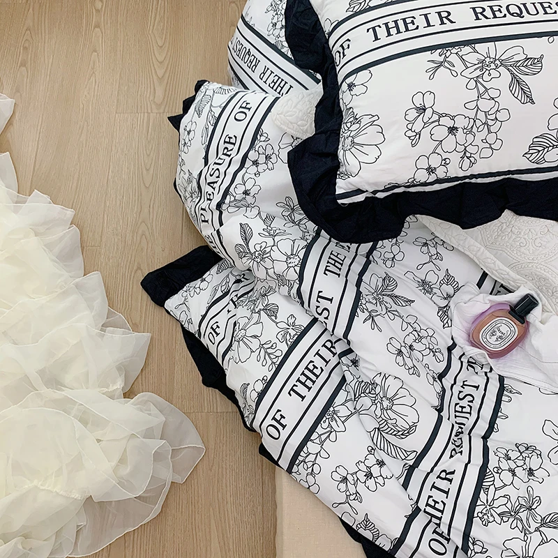 Hot selling factory outlet high quality korean style  elegant sheet bed set wash painting  bedding set