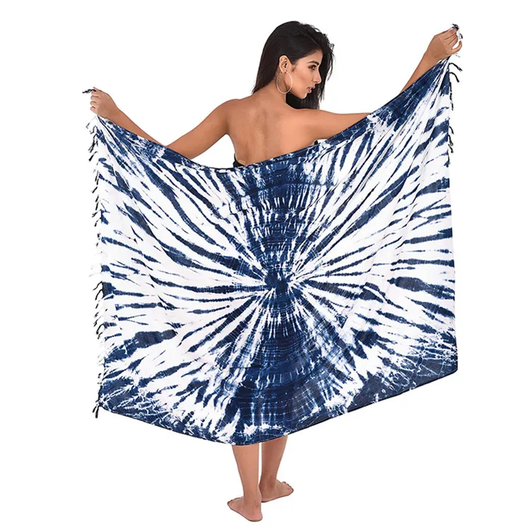 Custom Printed 100% Viscose Beach Sarong Soft Rayon Dress Tassel Quick Dry Summer Feature Digital Pattern Beach Pareo
