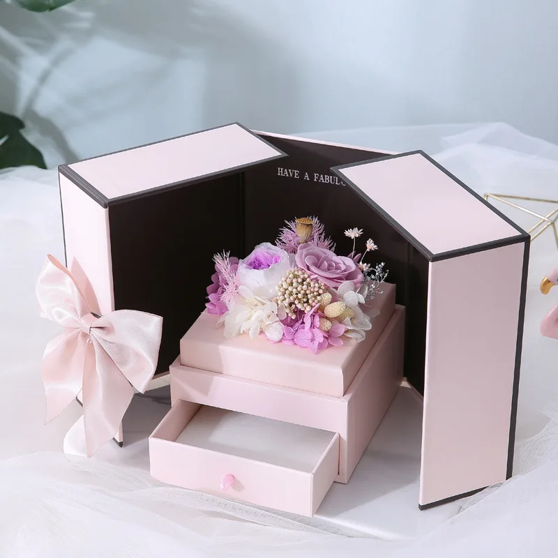 2022 manufacturers wholesale eternal rose flower gift box necklace jewelry eternal flower gift box