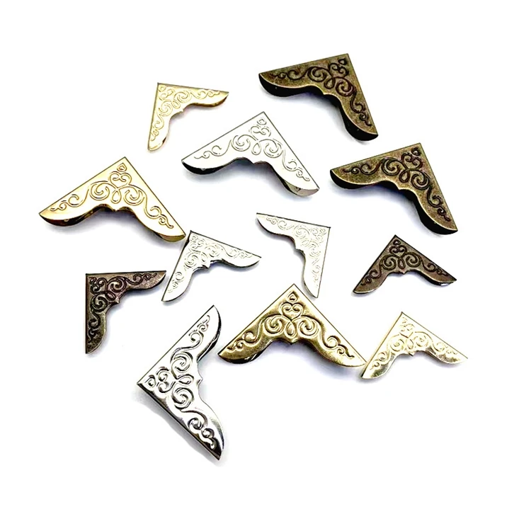 Metal Book Corners Small Triangle Iron Retro Corner Protector Cover for Scrapbook Photo Album Diary Menus Folder School Notebook