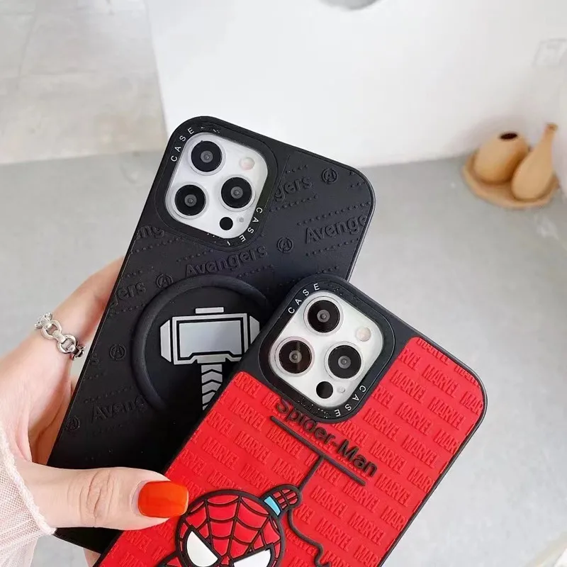 Fashion 3d Stereoscopic Silicone Phone Case For Iphone13/14 Pro Max Spiderman Iron Man Phone Covers Case