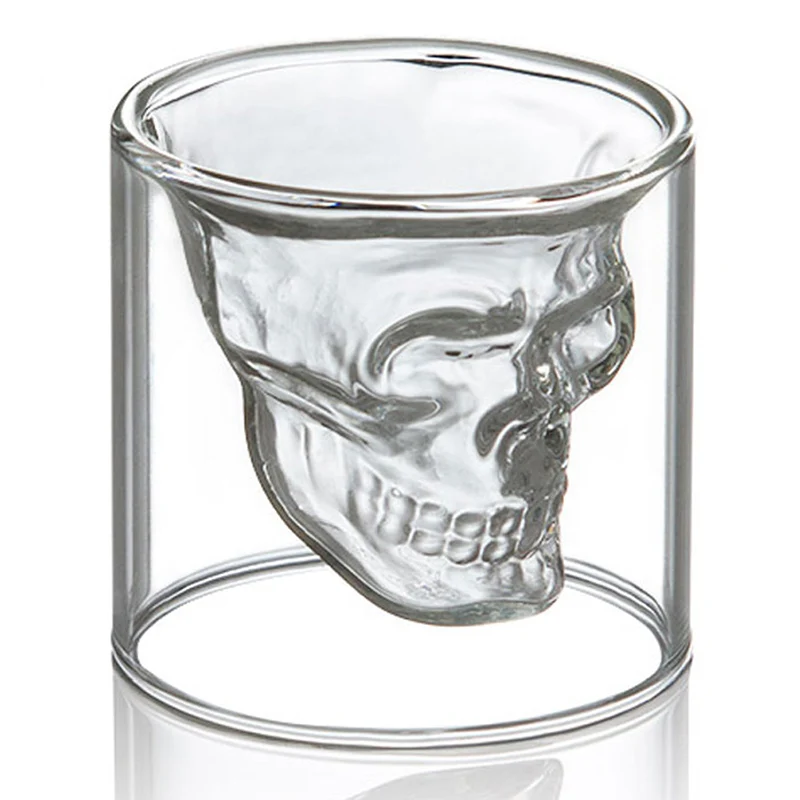 Wholesale Customize 2019skull Skeleton Whisky Glasses Double Wall Bar Wine Glasses Glass Cup Crystal whiskey vodka shot glass
