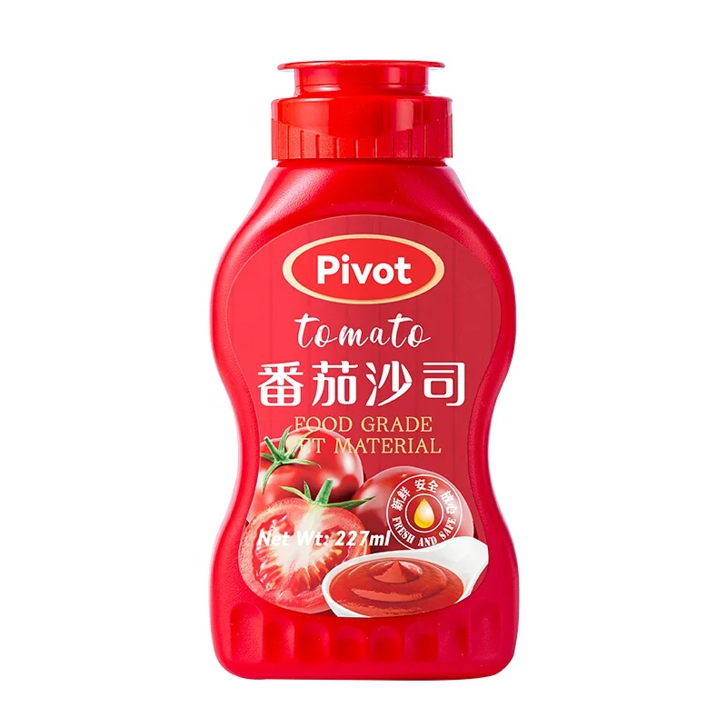Factory China 8oz 227ml HDPE hot filling chili salad chicken gravy soy sauce hot sauce bottle plastic