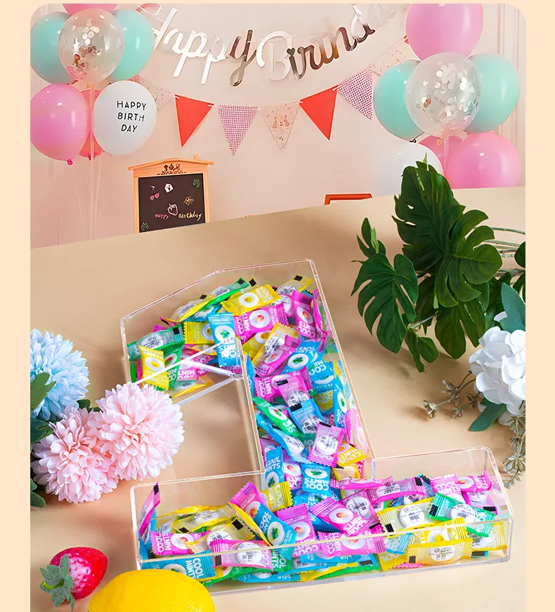 Acrylic Number and Letter Box Tray Display Rack Reusable Fillable Charcuterie Plate Birthday Anniversaries Parties 26 Letters