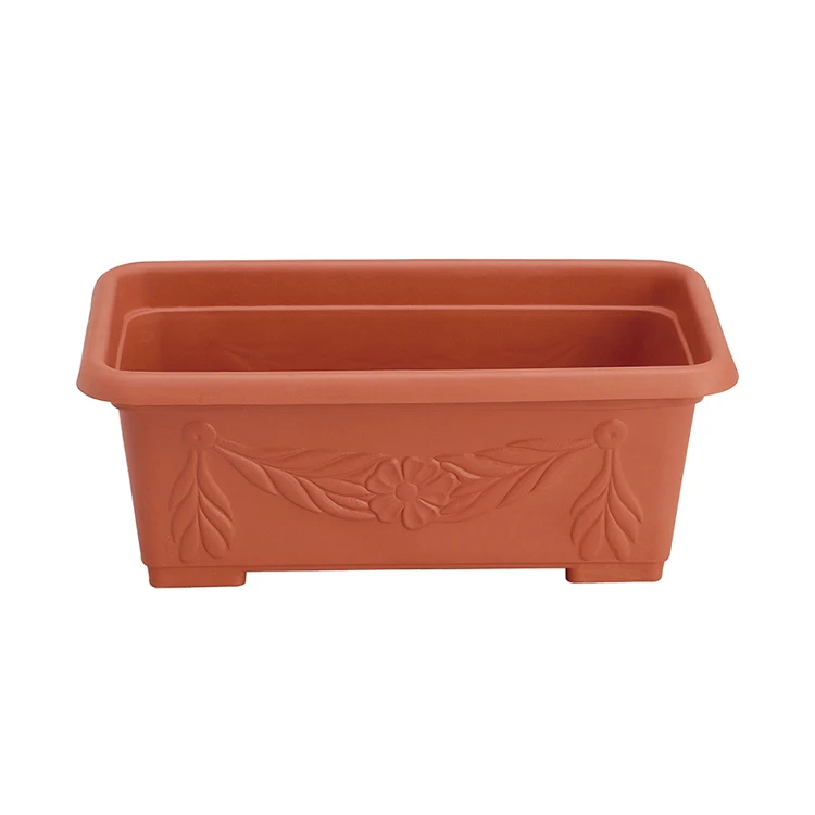 Balcony embossed rectangular plastic flowerpot plant pots